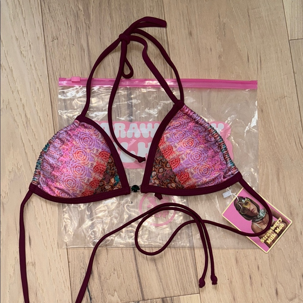 Strawberry Milk Mob Pink and Red Triangle Bikini